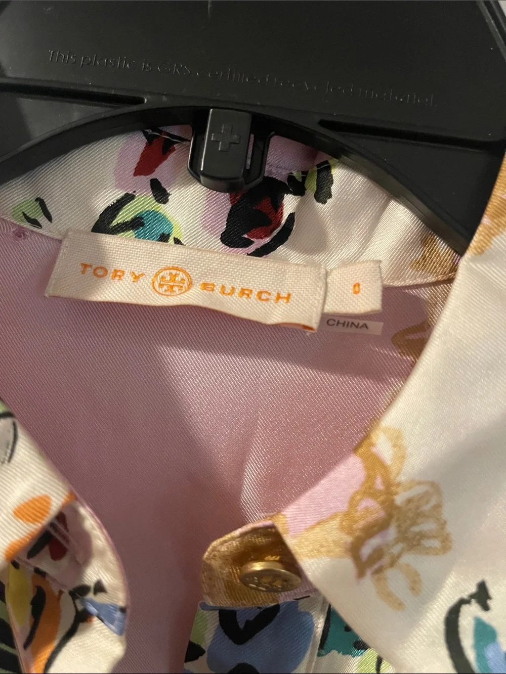 Tory Burch Silk Midi Dress In Pink Porcelain Floral - Picture 5 of 6